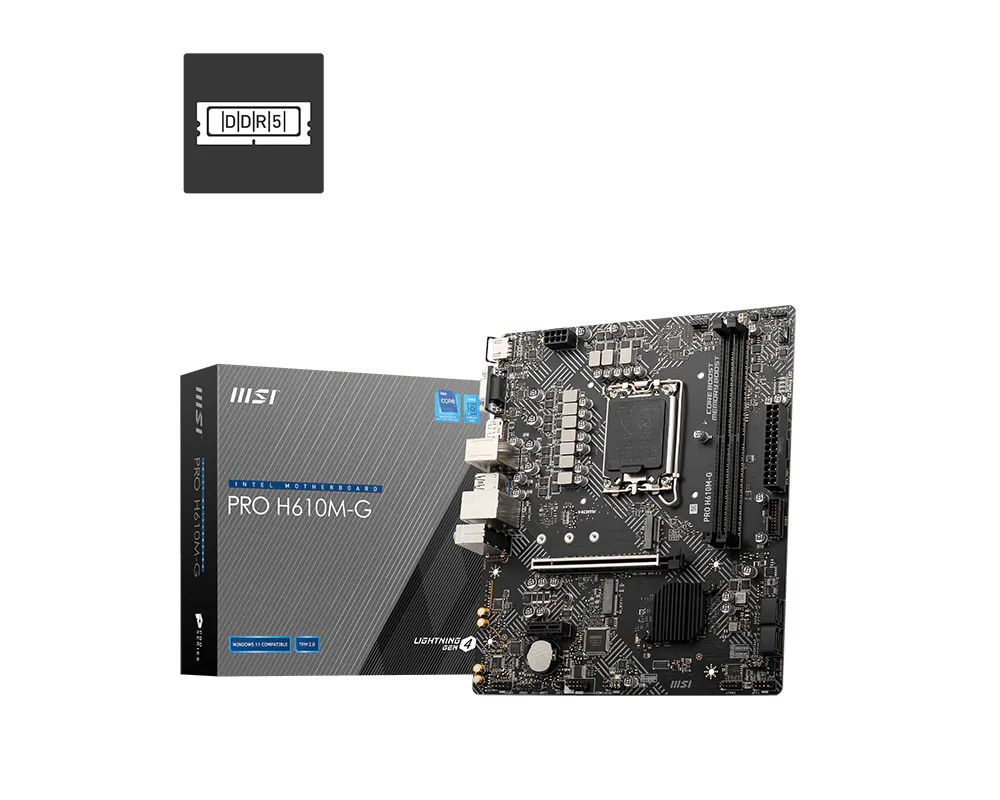 MSI PRO H610M-G – Intel LGA1700 M-ATX DDR5 Motherboard
