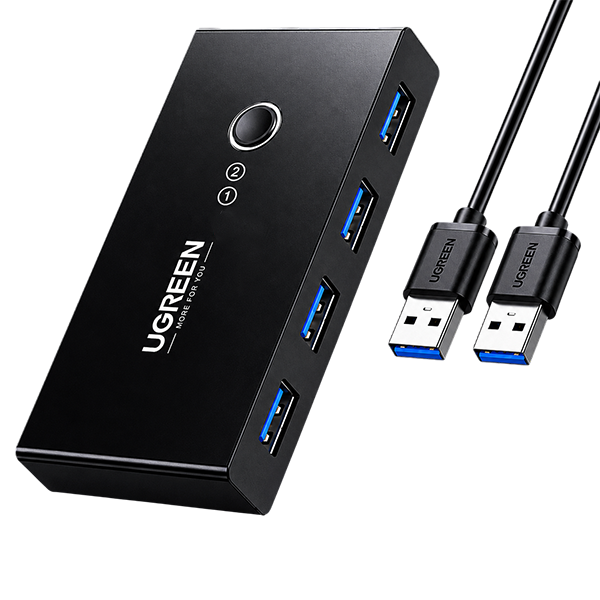 UGREEN 4-Port USB 3.0 Switch Box – Share 4 USB Devices Between 2 PCs