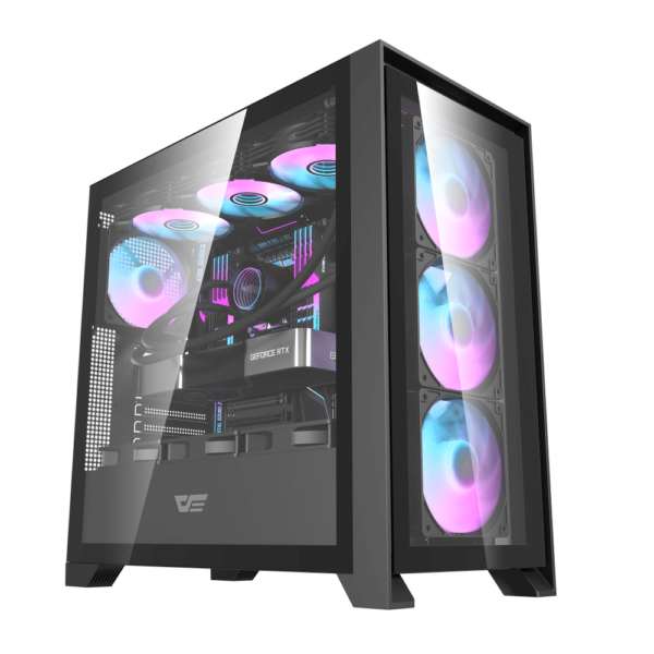 DarkFlash DRX90 Glass ATX PC Case- Black