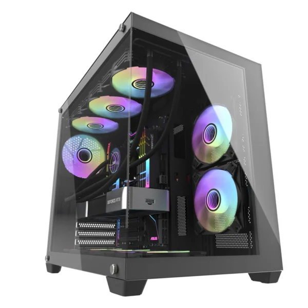DarkFlash C285P ATX Tempered Glass Side Panel Case-Black