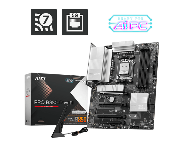 MSI PRO B850‑P WIFI Motherboard (AM5 • B850 Chipset • DDR5 • PCIe 5.0 • Wi‑Fi 7)