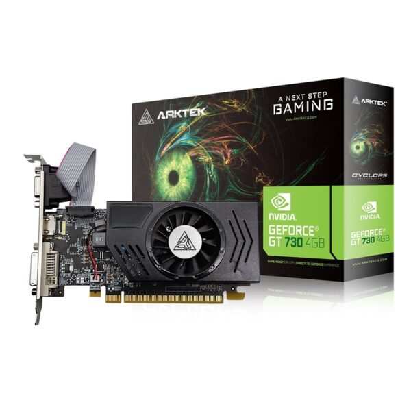 ARKTEK GeForce GT 730 4GB DDR3 128‑bit (Low Profile, PCIe 2.0)