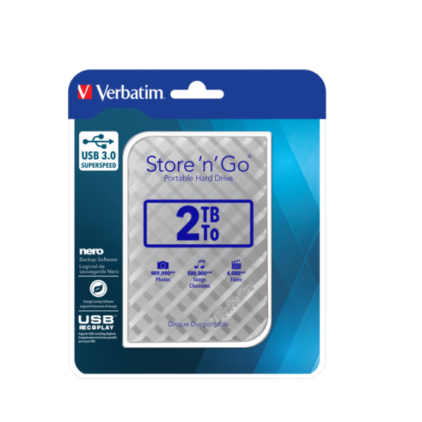 VERBATION STORE 'N' GO USB 3.0 PORTABLE HARD DRIVE 2TB