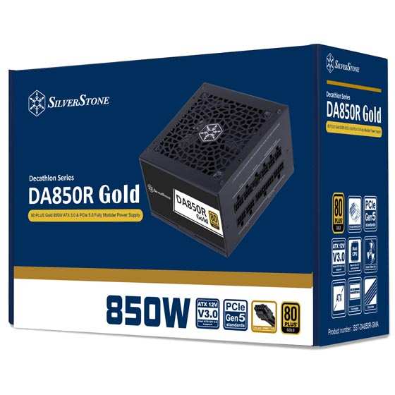 SILVERSTONE DA850R GOLD 80 PLUS GOLD 850W ATX3.0/3.1 & PCIE 5 FULLY MODULAR POWER SUPPLY