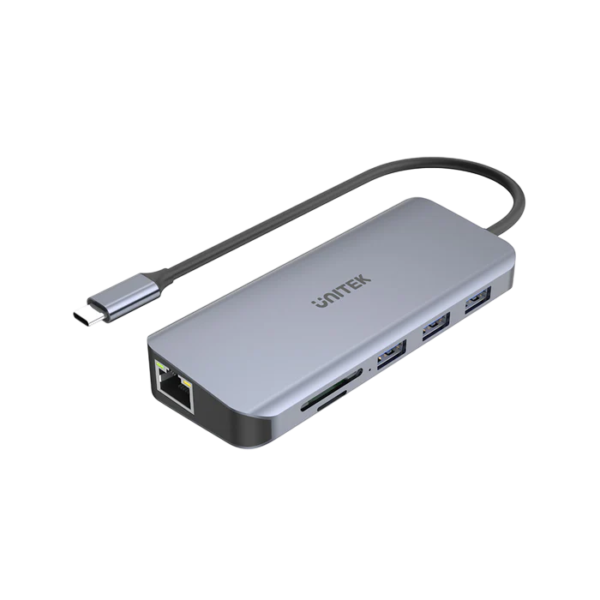 UNITEK ETHERNET HUB WITH DUAL MONITOR, 100W POWER DELIVERY & DUAL CARD READER
