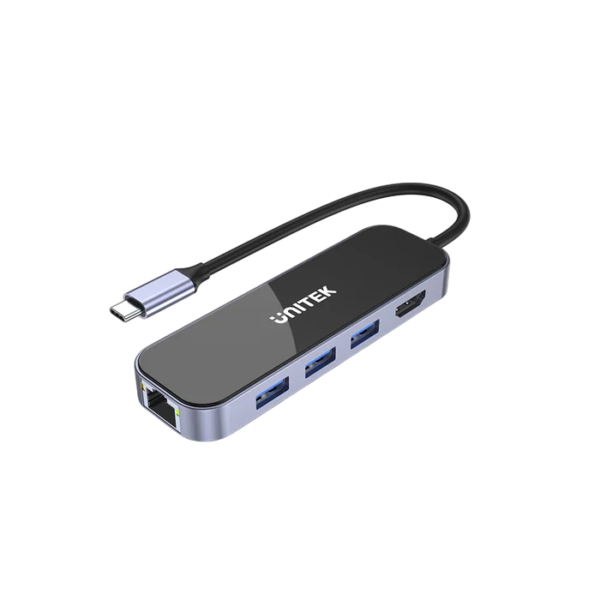 UNITEK uHUB H6 GLOSS 6 IN 1 USB-C ETHERNET HUB WITH HDMI AND 100W POWER DELIVERY