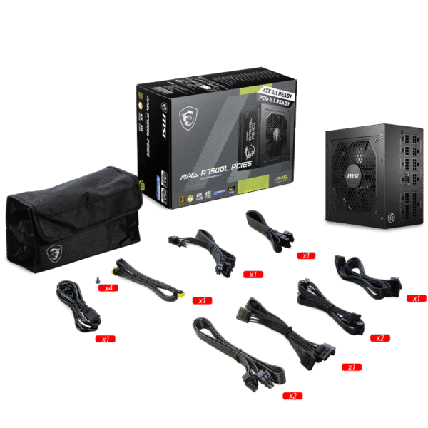 MSI MAG A750GL PCIE5 POWER SUPPLY – 750W 80+ GOLD